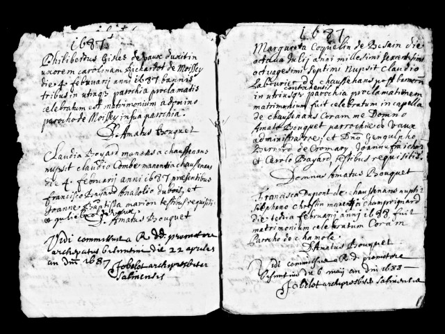 Série communale : mariages 2 décembre 1684, 1686 - 31 janvier 1690.