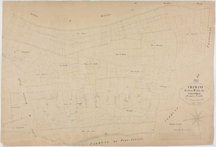 Cramans, section B, le Vignoble, feuille 1.géomètre : Olivier et Grenier