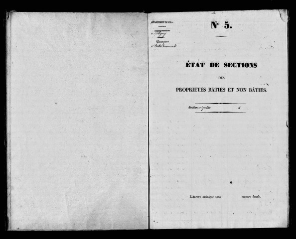 Etat de sections, s.d. [1827].