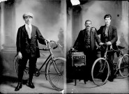 Jeunes hommes avec vélo et accordéon