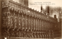 Saint-Claude (Jura). L'intérieur de la cathédrale, les stalles (XVème). Chalon-sur-Saône, imprimerie Bourgeois Frères.