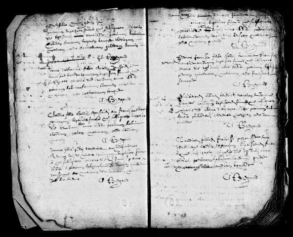 Série communale : baptêmes 20 avril 1664-4 avril 1667, mariages (en fin tête bèche) juillet 1664-10 février 1667.