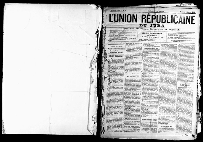 L'Union républicaine du Jura. 1889.