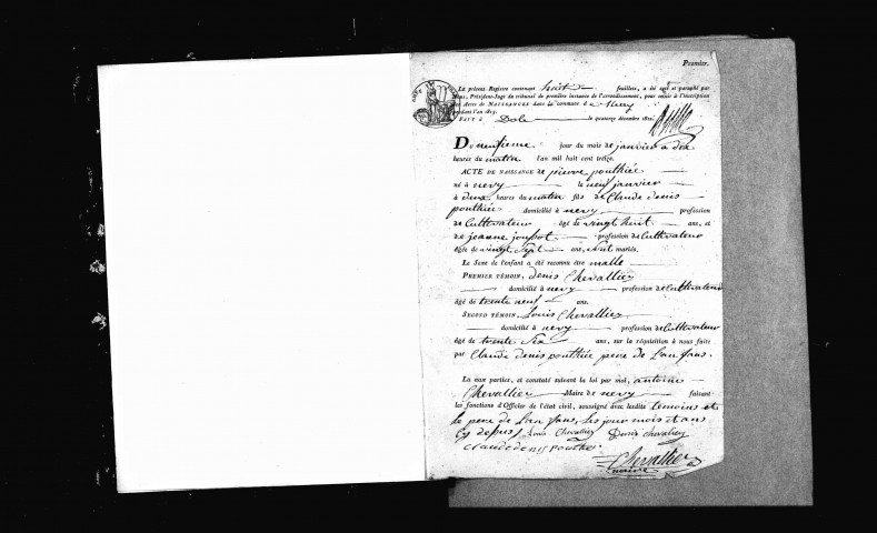 Publications de mariage 1813-1818, 1820-1822 ; naissances, mariages, décès 1813-1822.