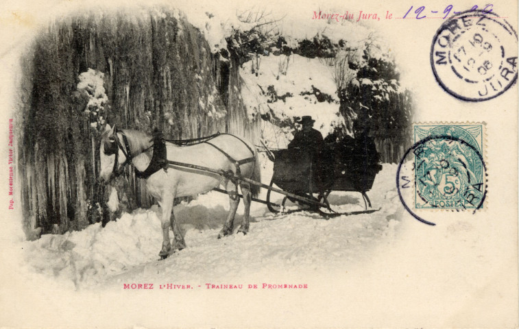 Morez (Jura). L'Hiver, traineau de promenade.