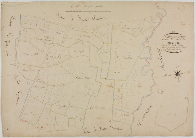 Chaumergy, section A, la Prairie, feuille 2.géomètre : Mathieu