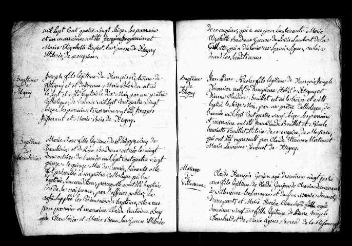 Baptêmes, mariages, sépultures, 12 avril 1796 à mai 1797.