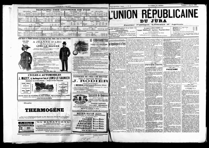 L'Union républicaine du Jura. 1906.