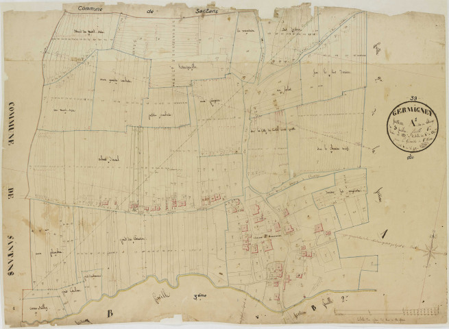 Germigney, section A, le Village, feuille 1.géomètre : Billet