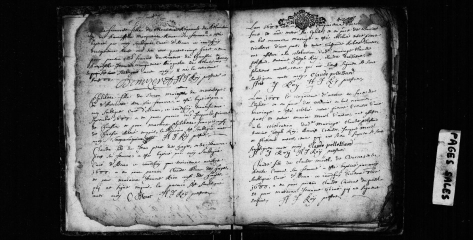 Série communale : baptêmes, mariages, sépultures juillet 1688-juillet 1704.