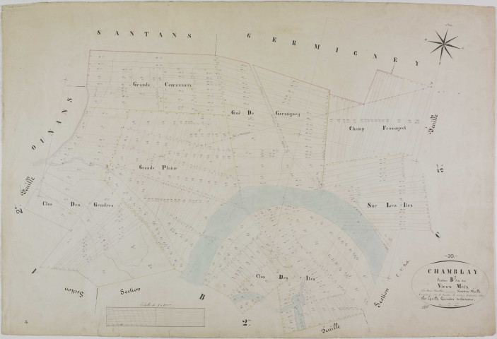 Chamblay, section B, les Vieux Meix, feuille 3.