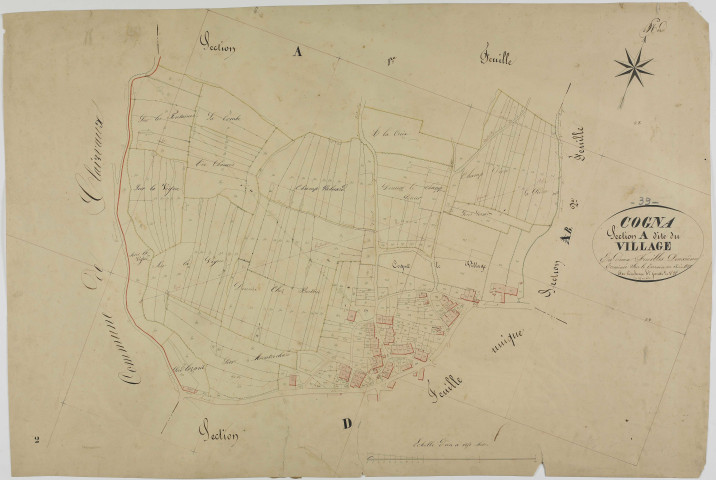 Cogna, section A, le Village, feuille 2.géomètre : Duchesne H.