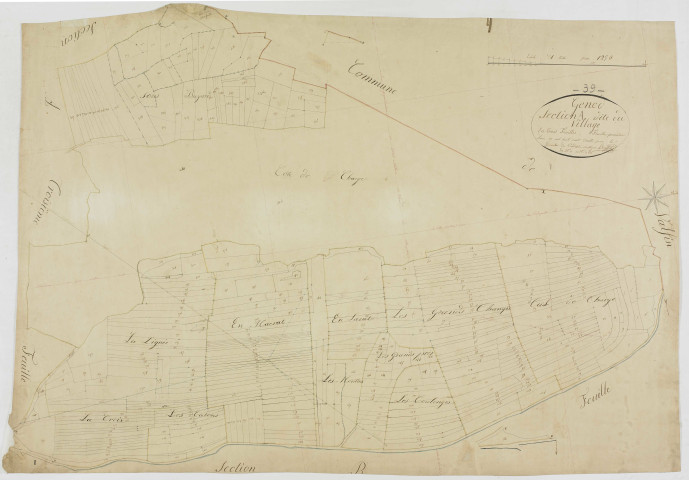 Genod, section A, le Village, feuille 1.géomètre : Berthet