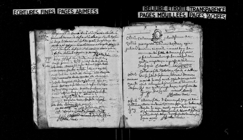 Série communale : baptêmes, mariages, sépultures.