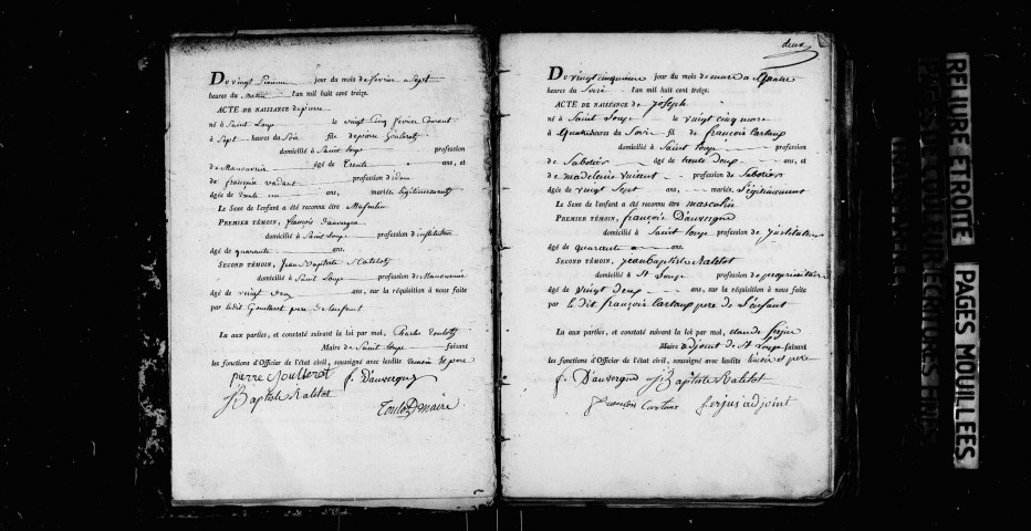 Publications de mariage 1816, 1819-1822 ; naissances, mariages, décès 1813-1822.