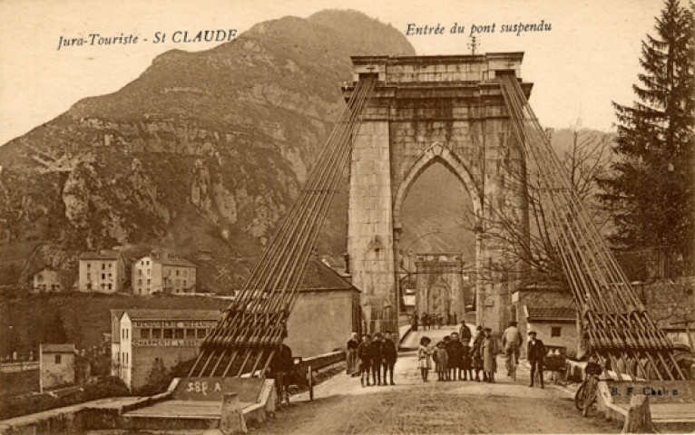 Saint-Claude (Jura). Entrée du Pont suspendu. Chalon, B.F.