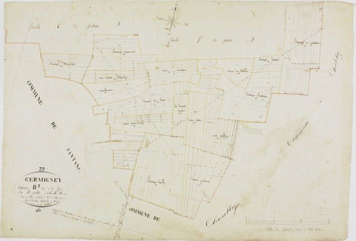 Germigney, section B, la Fin, feuille 3.géomètre : Billet