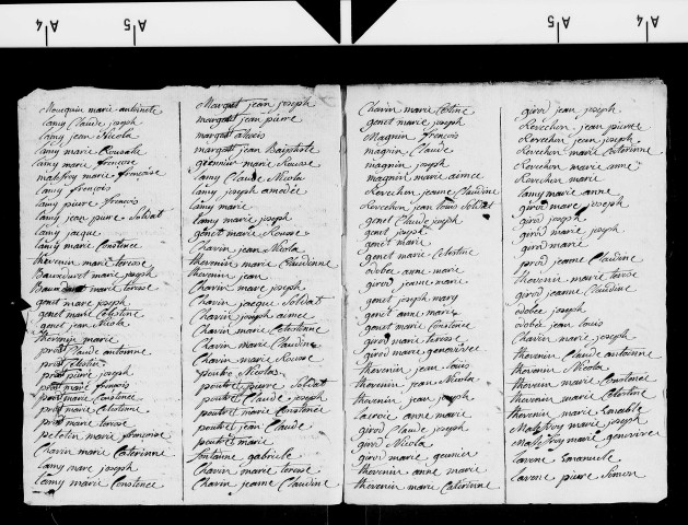 Tableaux nominatifs des habitants de La Mouille (1805, 1807, 1808, 1809, 1810, 1811, 1813), Prémanon (1805, 1806, 1808, 1809, 1810, 1811, 1812).