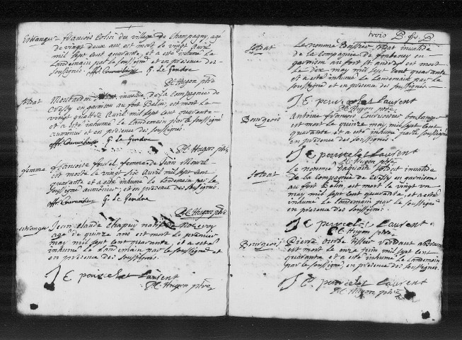 16 janv. 1740-14 déc. 1740. Sépultures des civils et des militaires.