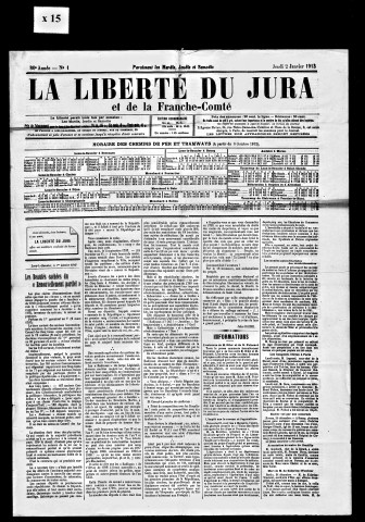 La Liberté du Jura et de la Franche-Comté. 1913.