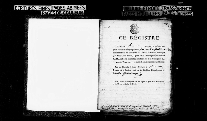 Naissances 1793-1812 ; publications de mariage an XI-1812 ; mariages an III-an VI; an IX-1812 ; décès an III-1812.