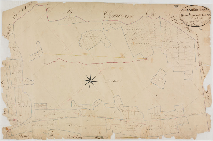 Grande-Rivière, section A, les Chauvins, feuille 1.géomètre : Bénier père