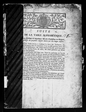 Table de 1745 à 1772