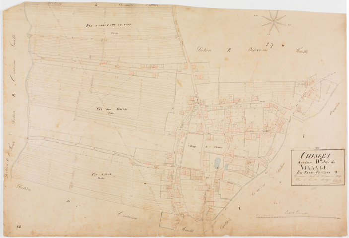 Chissey-sur-Loue, section D, le Village, feuille 2.géomètre : Grenier