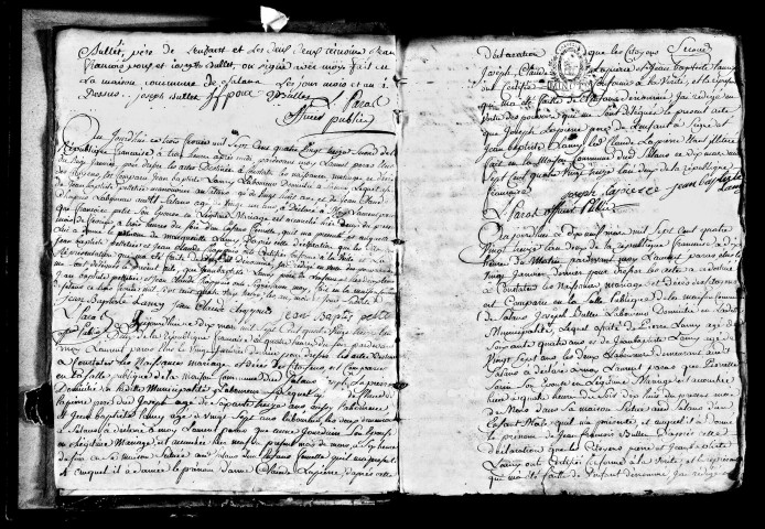 Naissances, décès 1793-1812 ; mariages 1793-an VI, an IX-1812.