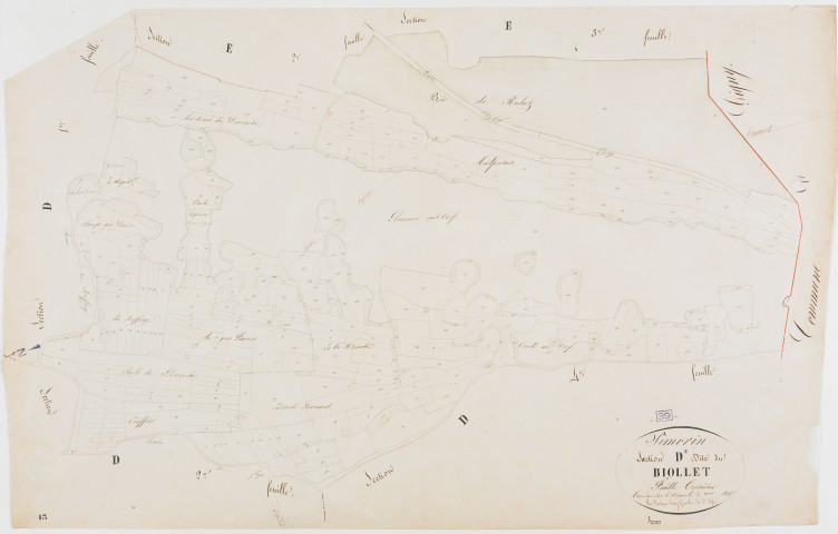 Pimorin, section D, le Biollet, feuille 3.géomètre : Duchesne Henry