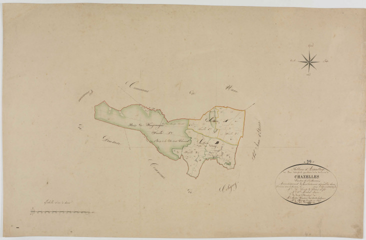 Chazelles, tableau d'assemblage. [1827] géomètre : Rosset
