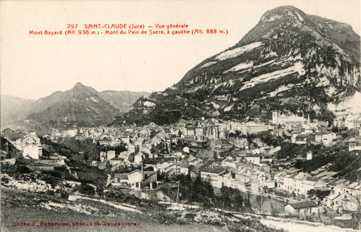 Saint-Claude (Jura). 297. Une vue générale, le mont Bayard, alt.956m. et le mont du pain de sucre, à gauche, alt.888m.