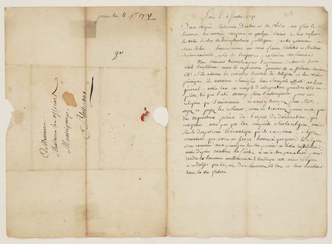 Lettres écrites en 1791.