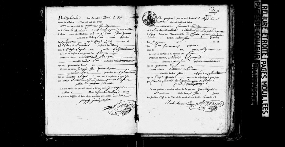 Publications de mariage 1813, 1815-1822 ; naissances, mariages, décès 1813-1822.