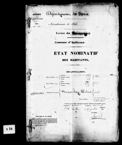 Listes nominatives, 1841, 1846, 1851, 1856, 1866, 1872, 1876, 1881, 1886, 1891.