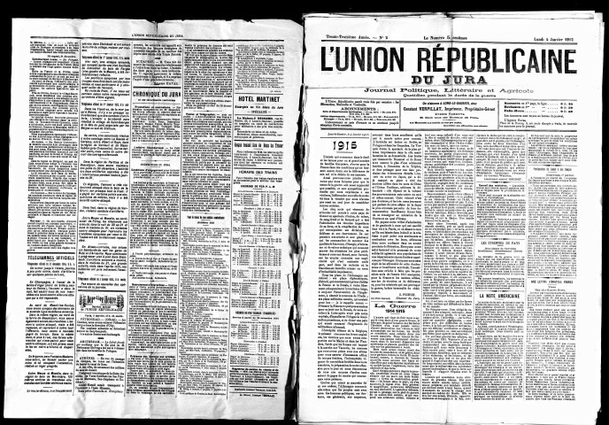 L'Union républicaine du Jura. 1er semestre 1915.
