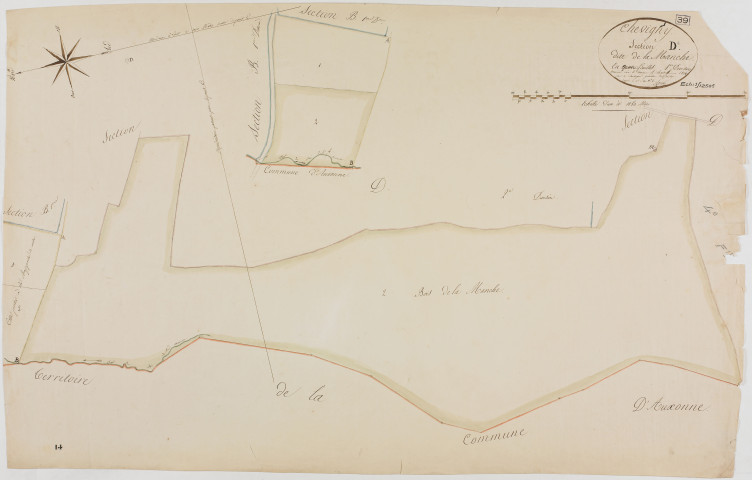 Chevigny, section D, la Manche, feuille 1.géomètre : Rosset