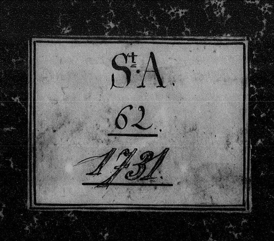 Baptêmes, mariages et sépultures, 5 janvier 1731 - 1er janvier 1732, 1er janvier - 29 décembre 1732, 6 janvier 1733 - 4 janvier 1734, 3 janvier - 30 décembre 1734, 6 janvier 1735 - 3 janvier 1736.