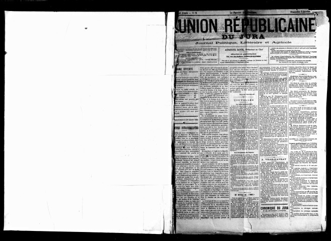 L'Union républicaine du Jura. 1886.