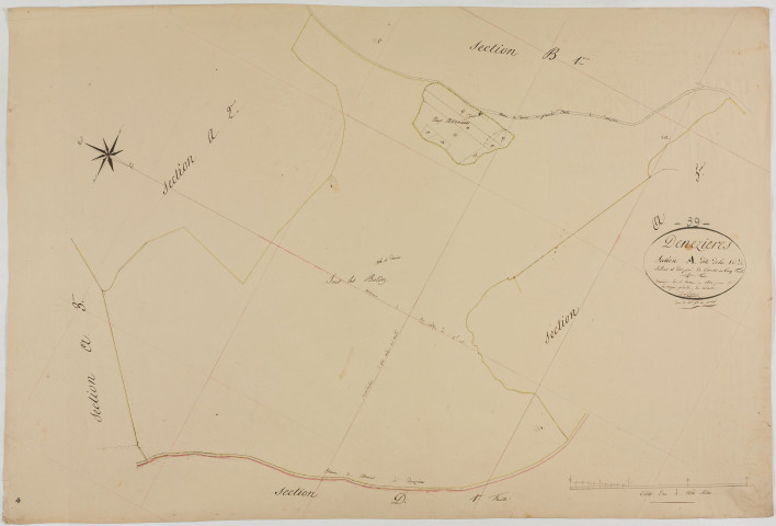 Denezières, section A, la Vie de Salins et les Prés des Combes, feuille 4.géomètre : Rosset aîné