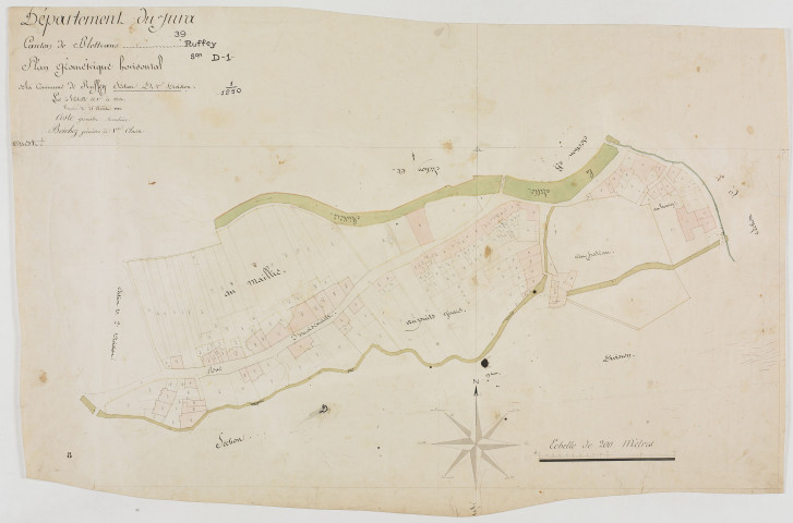 Ruffey-sur-Seille, section D, feuille 1.géomètre : Boichoz et Coste