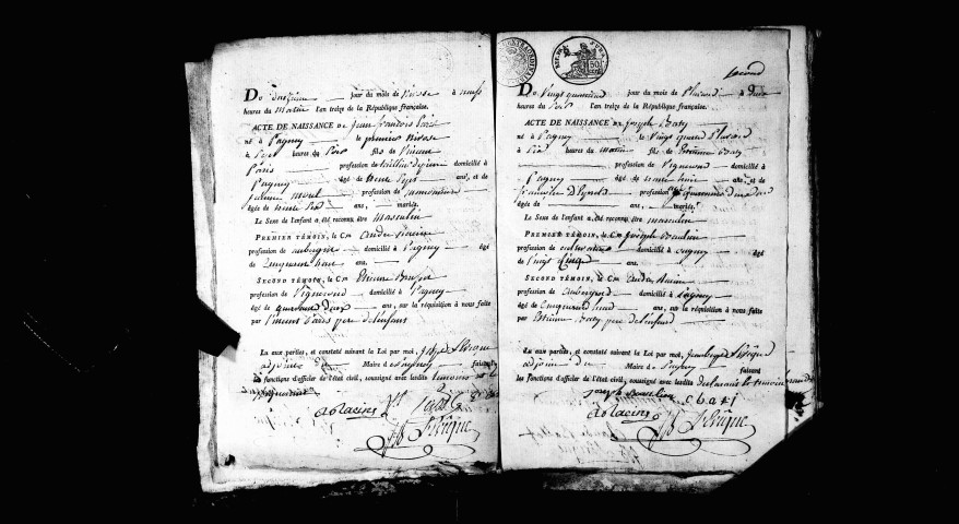 Naissances an XIII-1813 ; mariages, décès an XIII-1812 ; publications de mariage an XII-1812.