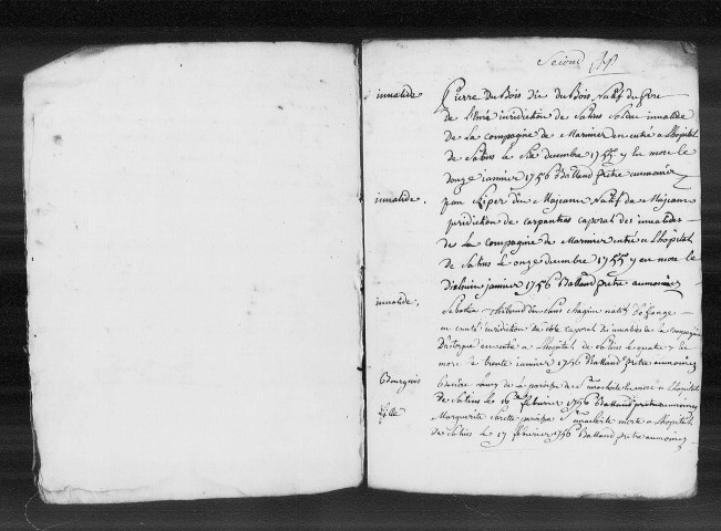 12 janv. 1756-23 déc. 1756. Sépultures des civils et des militaires.