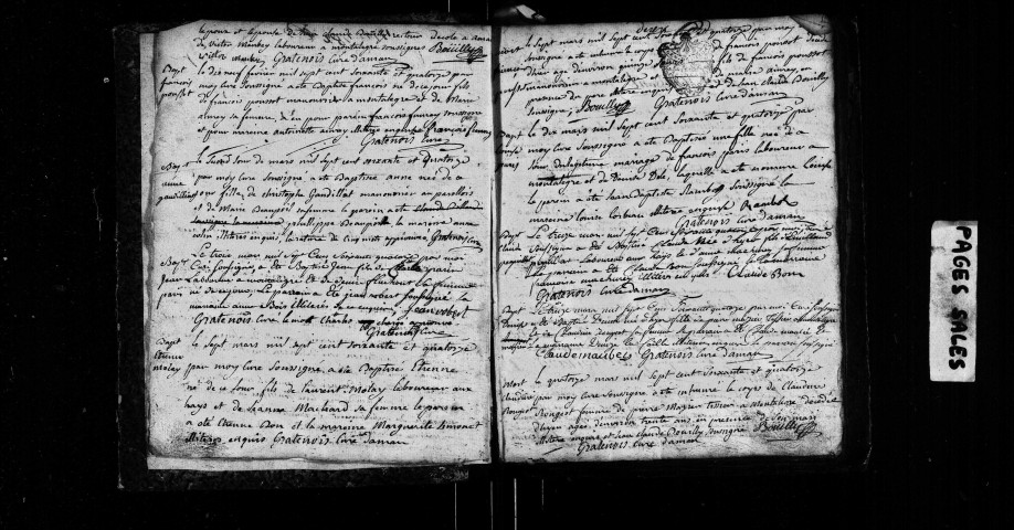 Baptêmes, mariages, sépultures février 1774-décembre 1783.