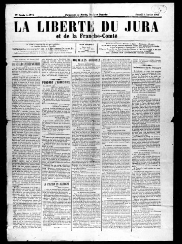 La Liberté du Jura et de Franche-Comté. 1919.