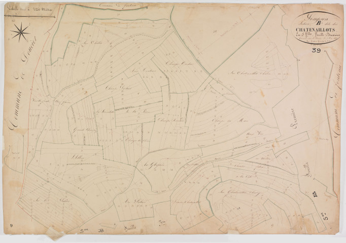 Songeson, section B, les Chatenaillots, feuille 2.géomètre : Mathieu