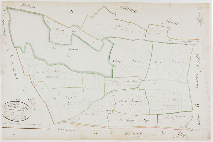 Fied (Le), section B, le Village, feuille 1;géomètre : Jannin