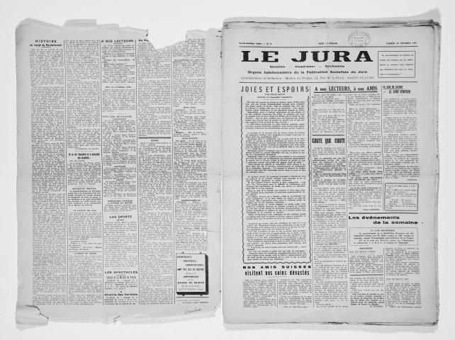 Le Jura socialiste, coopérateur, syndicaliste (1944-1946)