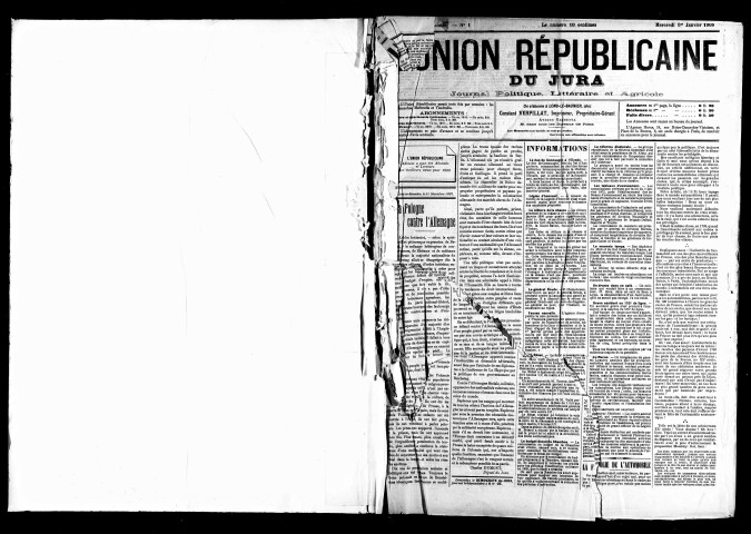 L'Union républicaine du Jura. 1908.