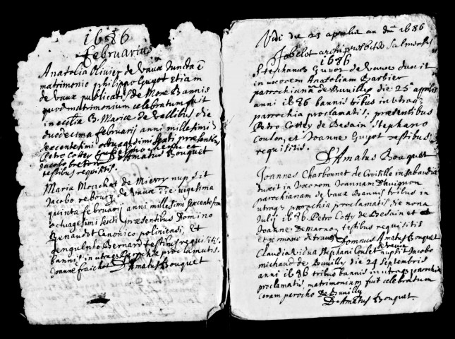 Mariages 2 décembre 1684, 1686 - 31 janvier 1690.